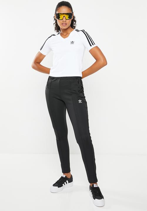 adidas Originals - V neck cropped tee - black