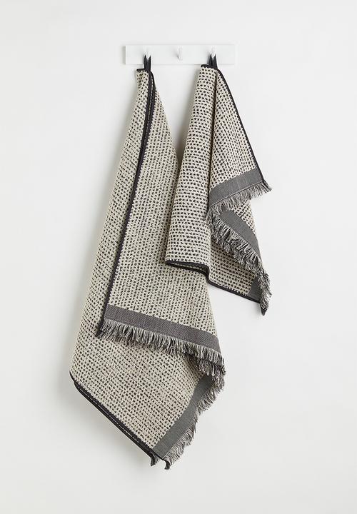 H&M - Textured cotton bath towel - beige/multi