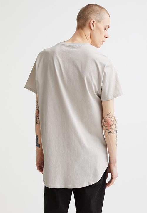 H&M - T-shirt long fit - light greige