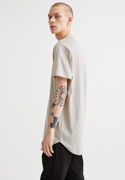 H&M - T-shirt long fit - light greige