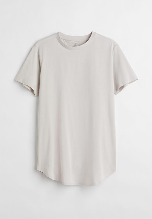 H&M - T-shirt long fit - light greige