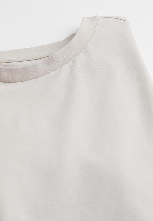 H&M - T-shirt long fit - light greige