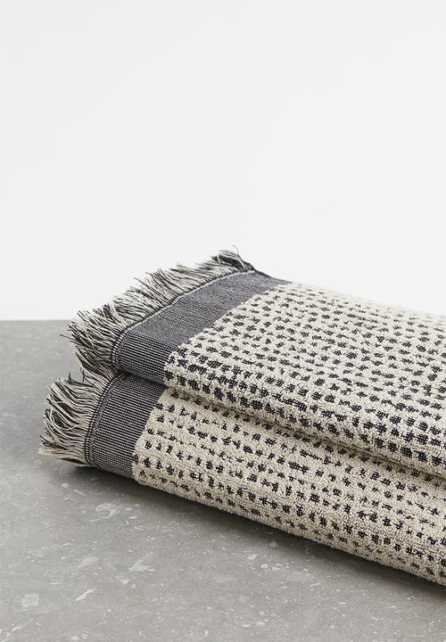 H&M - Textured cotton hand towel - beige/multi