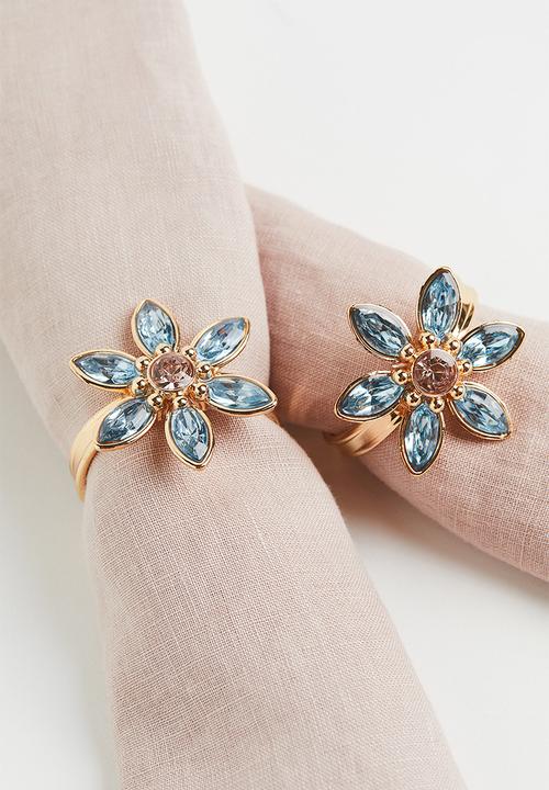H&M - 2-pack napkin rings - blue/gold/multi