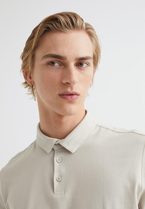 H&M - Slim fit polo shirt - light beige