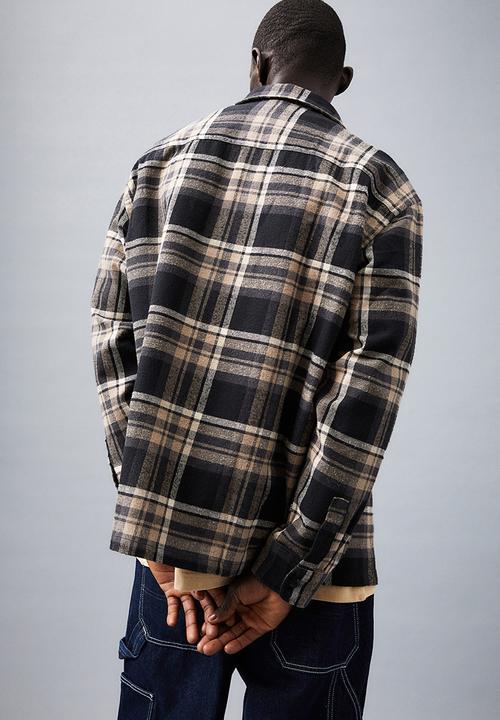 H&M - Relaxed fit overshirt - black/checked