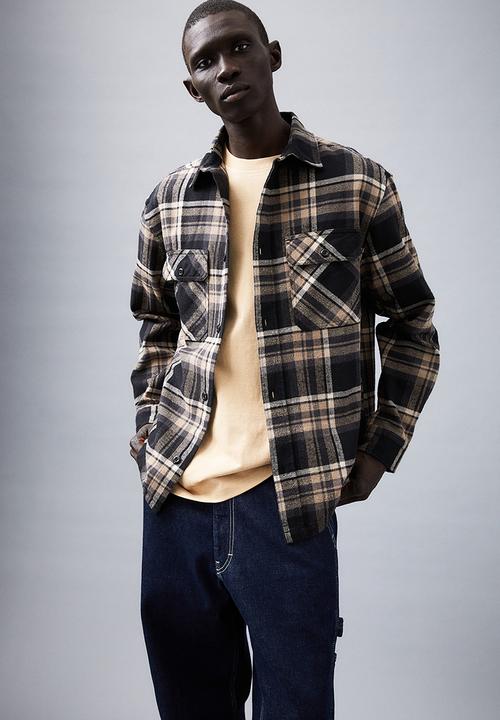 H&M - Relaxed fit overshirt - black/checked