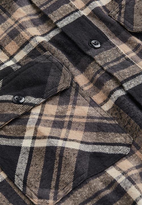 H&M - Relaxed fit overshirt - black/checked