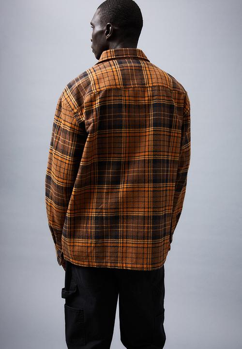 H&M - Relaxed fit overshirt - brown/checked