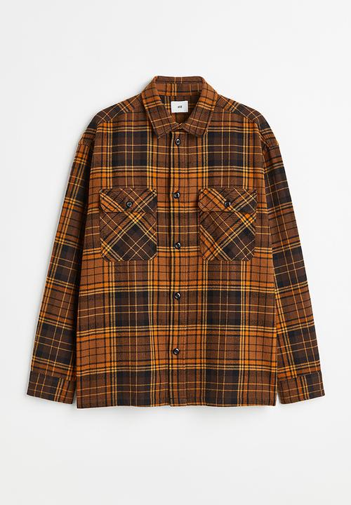H&M - Relaxed fit overshirt - brown/checked