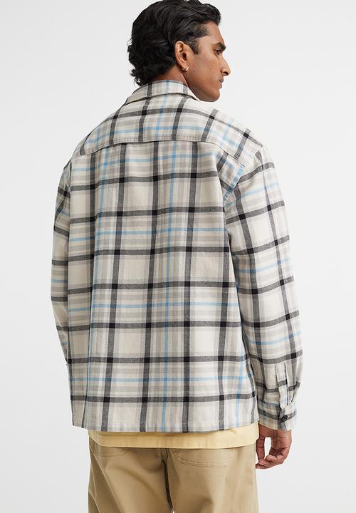 H&M - Relaxed fit overshirt - light beige/checked