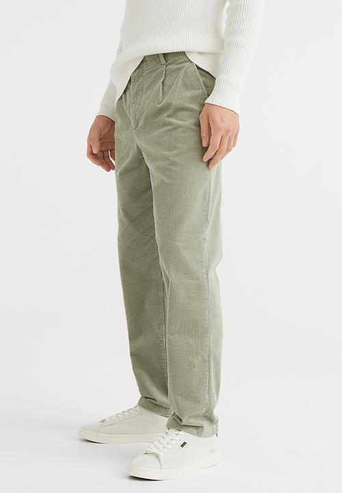 H&M - Regular fit corduroy trousers - light khaki green