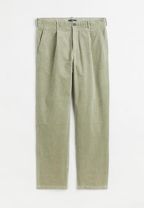 H&M - Regular fit corduroy trousers - light khaki green