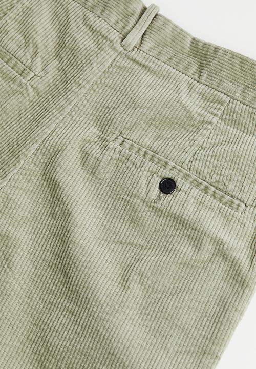 H&M - Regular fit corduroy trousers - light khaki green