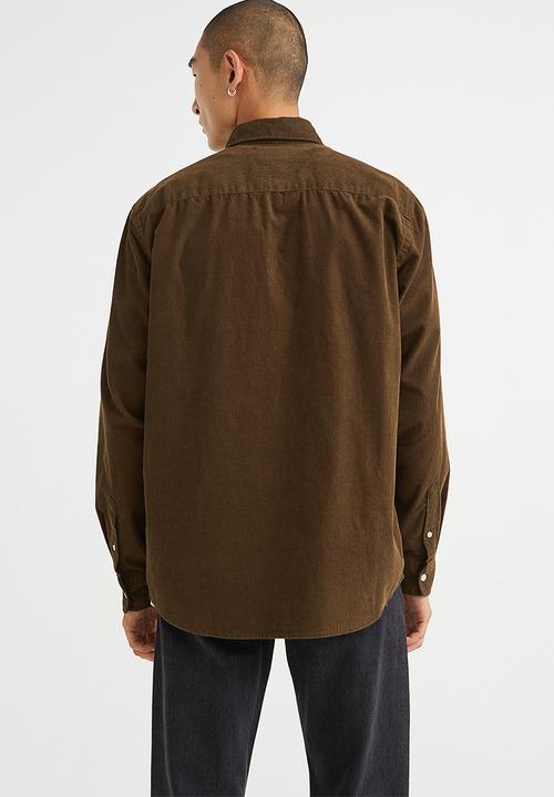 H&M - Regular fit corduroy shirt - dark khaki green