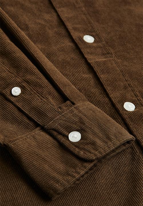 H&M - Regular fit corduroy shirt - dark khaki green