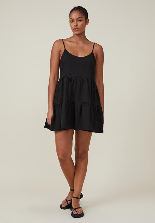 Cotton On - Summer tiered mini dress - black