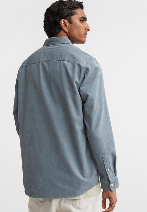 H&M - Regular fit corduroy shirt - grey-blue