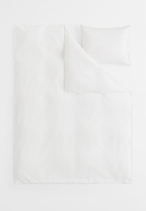 H&M - Washed cotton duvet cover set - white