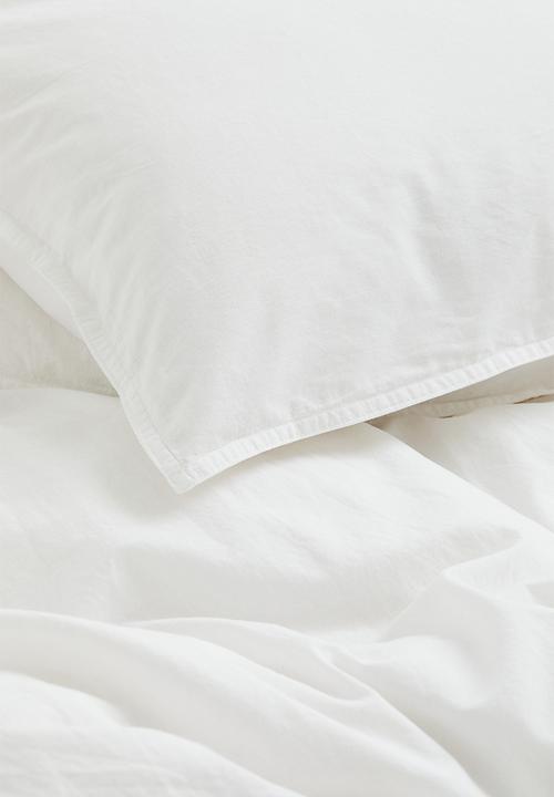 H&M - Washed cotton duvet cover set - white
