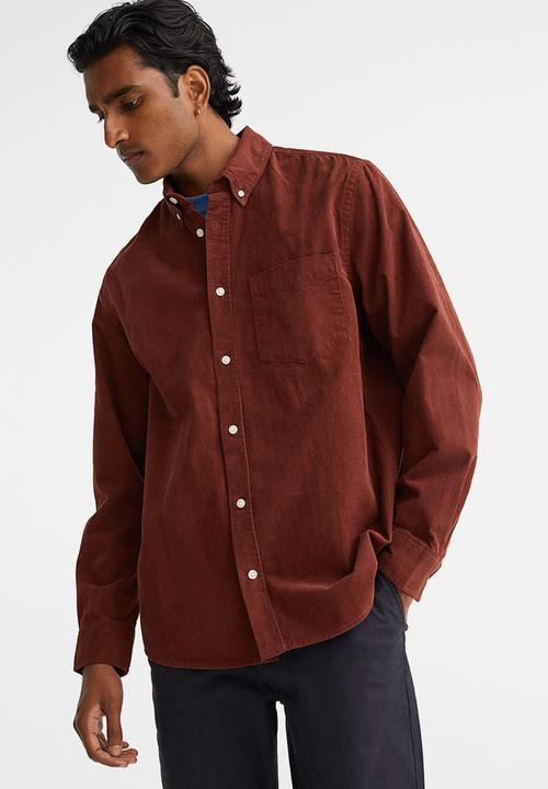 H&M - Regular fit corduroy shirt - rust red