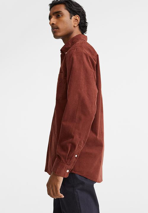 H&M - Regular fit corduroy shirt - rust red