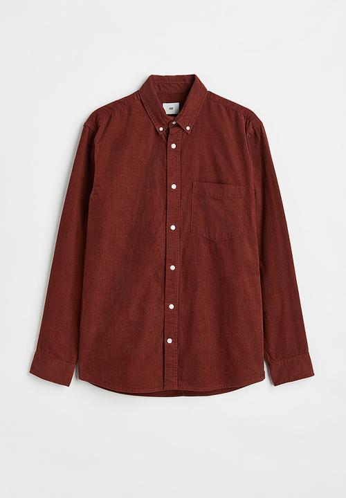 H&M - Regular fit corduroy shirt - rust red