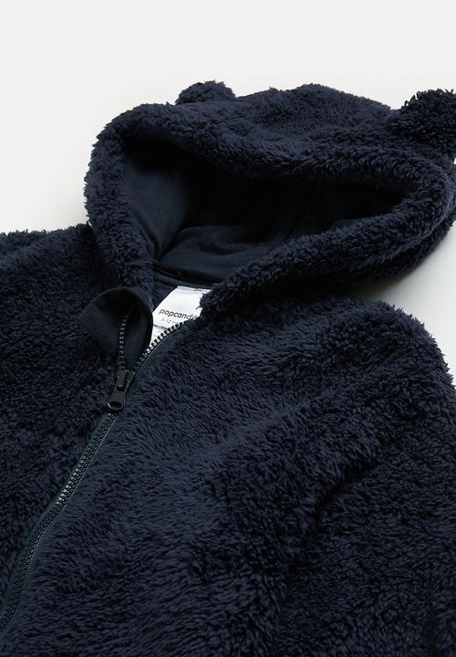 Pop Candy - Fluffly babygrow with ears - navy