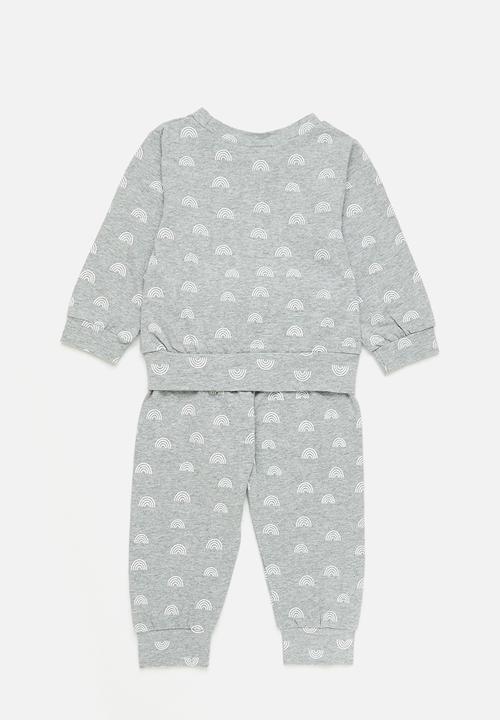 Pop Candy - Baby rainbow jogger & sweatshirt set - grey