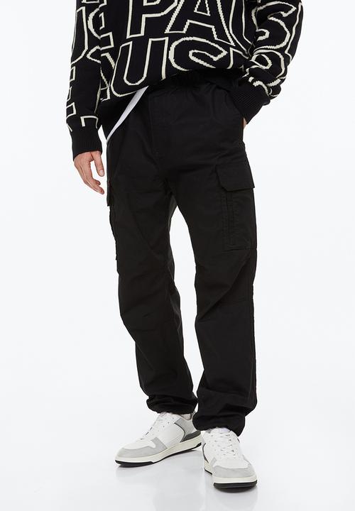 H&M - Regular fit ripstop cargo trousers - black