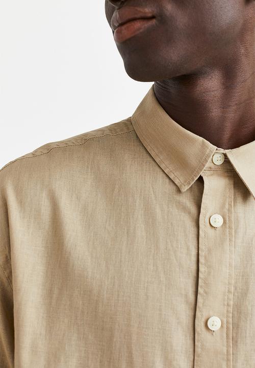 H&M - Relaxed fit linen-blend shirt - beige