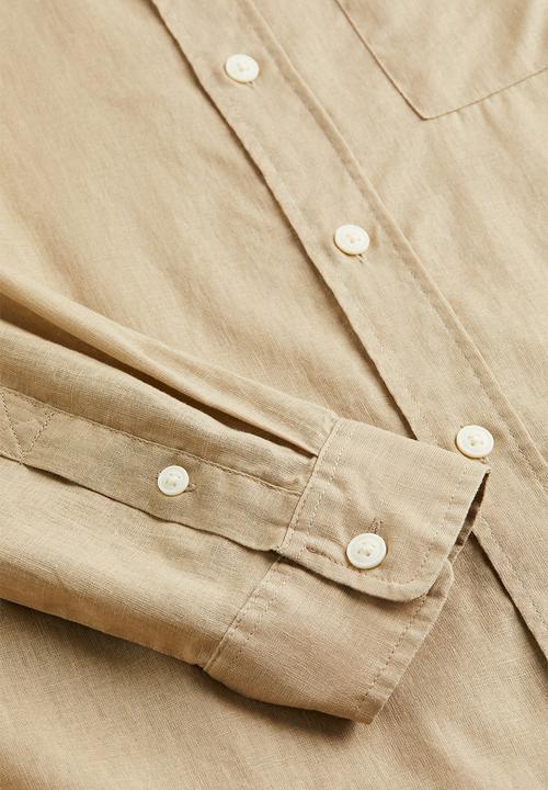 H&M - Relaxed fit linen-blend shirt - beige