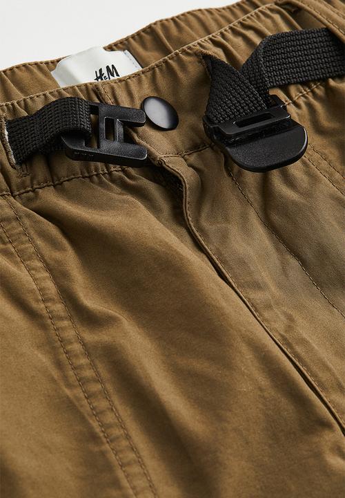 H&M - Relaxed fit belted trousers - dark khaki green