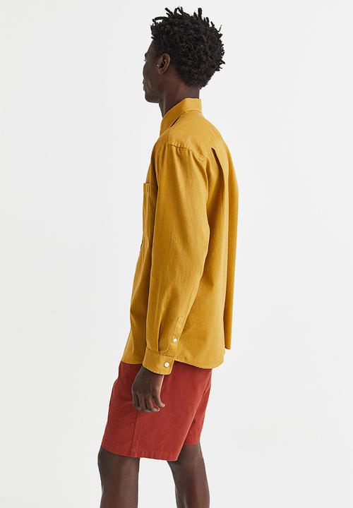 H&M - Relaxed fit linen-blend shirt - mustard yellow