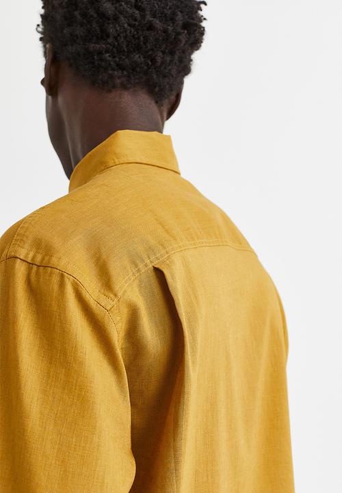 H&M - Relaxed fit linen-blend shirt - mustard yellow
