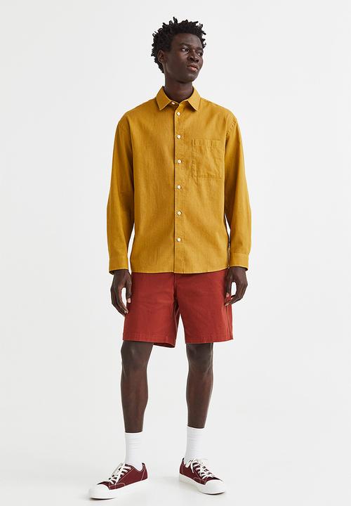 H&M - Relaxed fit linen-blend shirt - mustard yellow