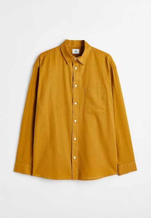 H&M - Relaxed fit linen-blend shirt - mustard yellow