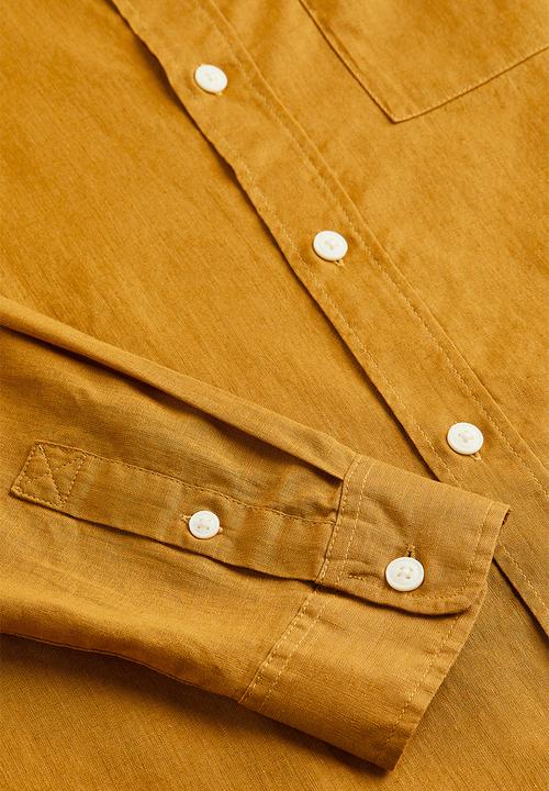 H&M - Relaxed fit linen-blend shirt - mustard yellow