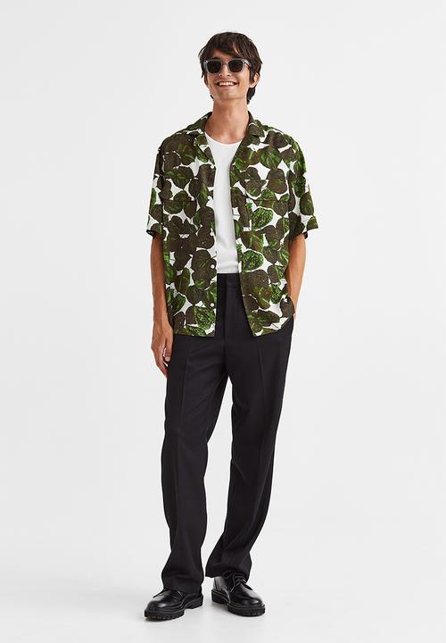 H&M - Relaxed fit lyocell resort shirt - green/leaves