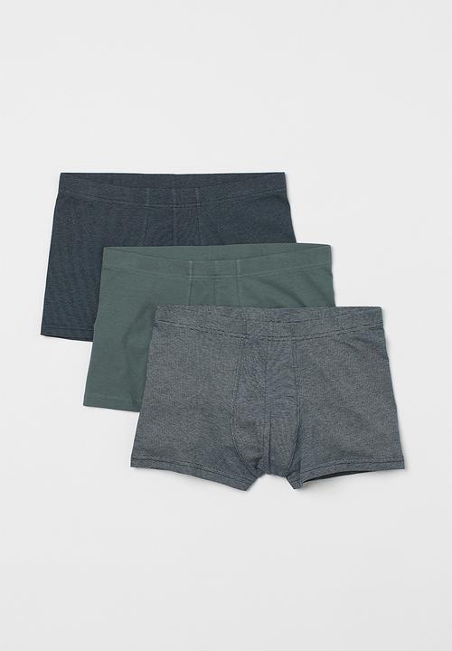 H&M - 3 Pack short cotton trunks - dark green