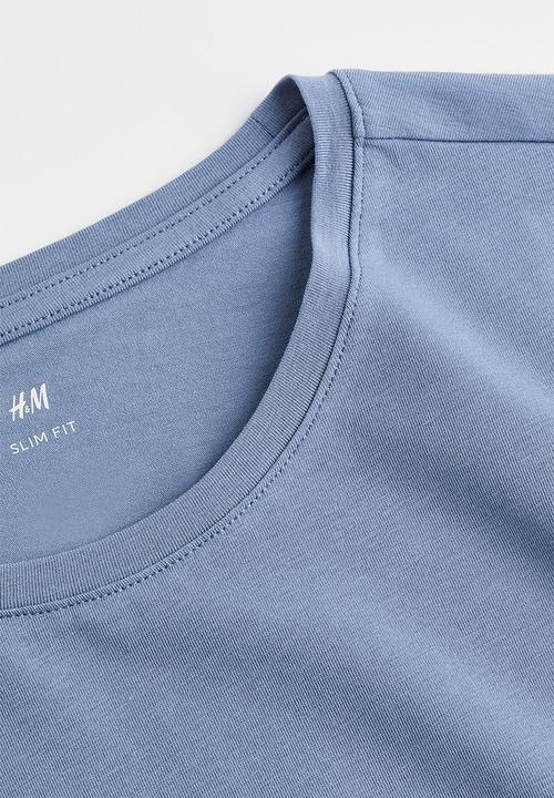 H&M - Slim fit round-necked T-shirt - blue