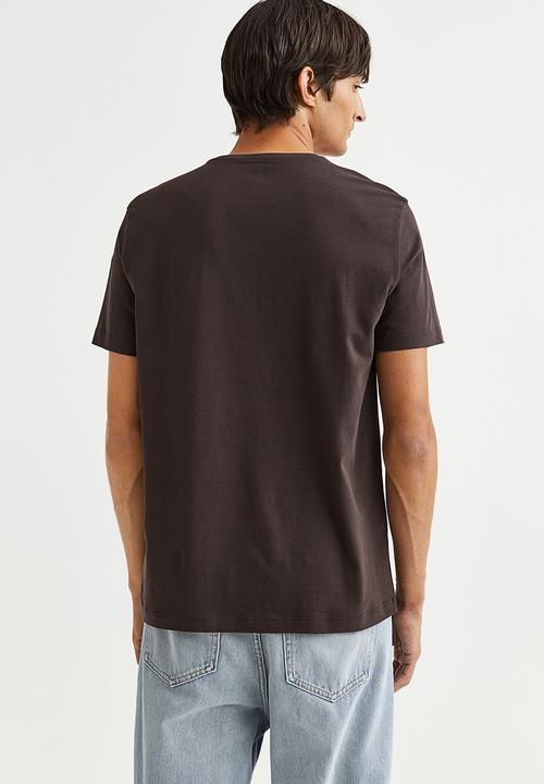 H&M - Slim fit round-necked T-shirt - dark brown
