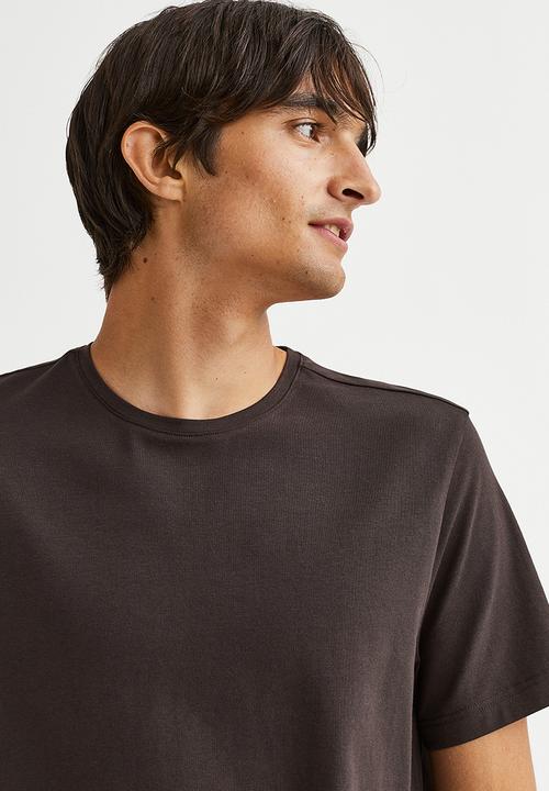 H&M - Slim fit round-necked T-shirt - dark brown