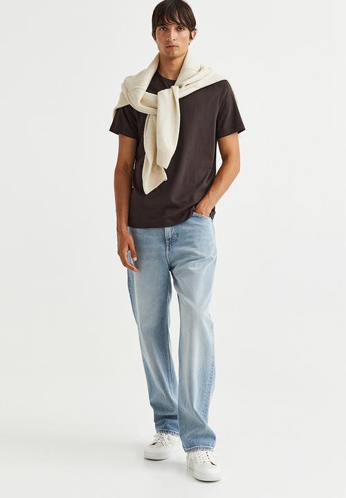 H&M - Slim fit round-necked T-shirt - dark brown