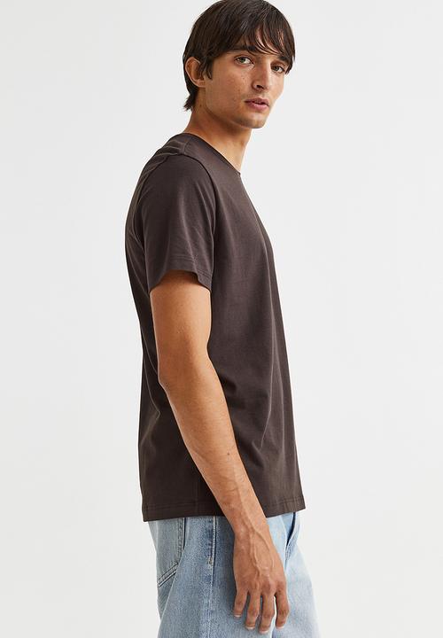H&M - Slim fit round-necked T-shirt - dark brown