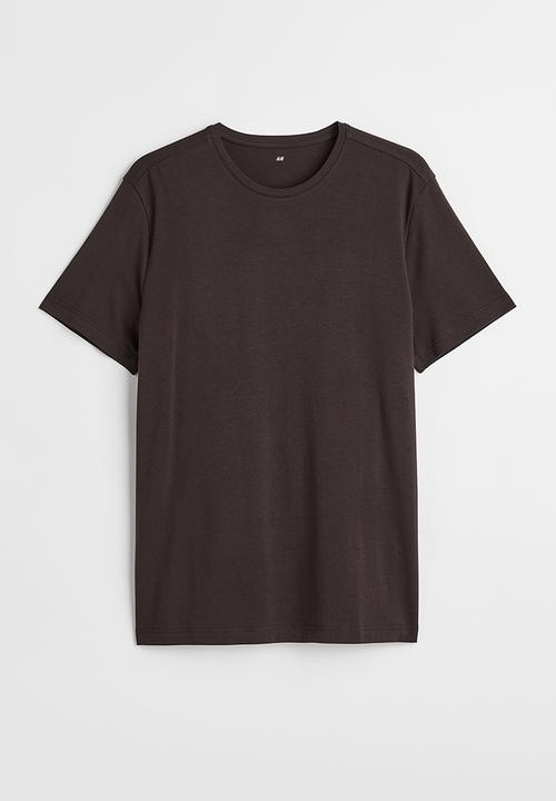 H&M - Slim fit round-necked T-shirt - dark brown