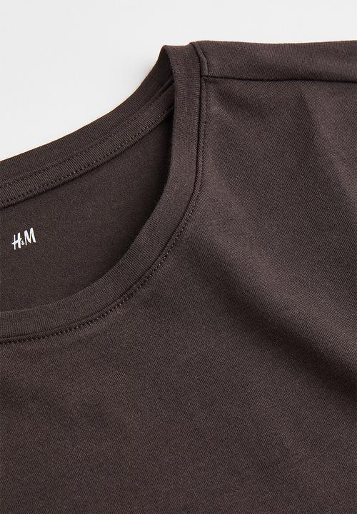 H&M - Slim fit round-necked T-shirt - dark brown
