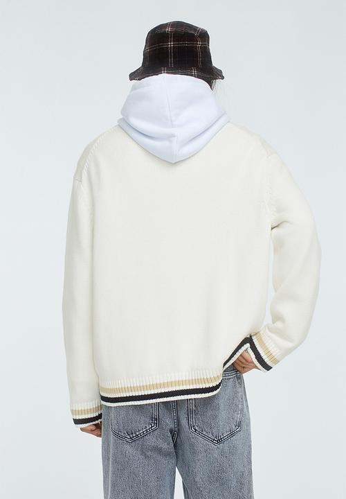 H&M - Relaxed fit cotton jumper - cream/black