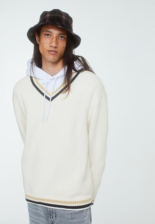 H&M - Relaxed fit cotton jumper - cream/black