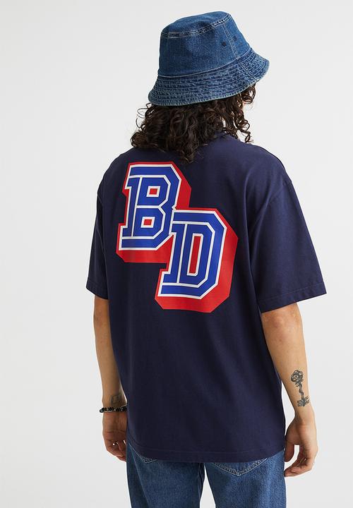 H&M - Relaxed fit printed T-shirt - dark blue/bd